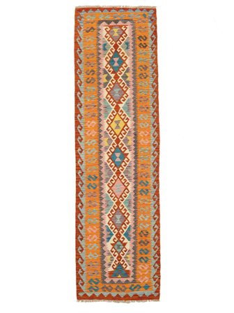 Orientalisk Kelim Afghan Old Style 87X290 Hallmatta Brun/Orange Ull, Afghanistan