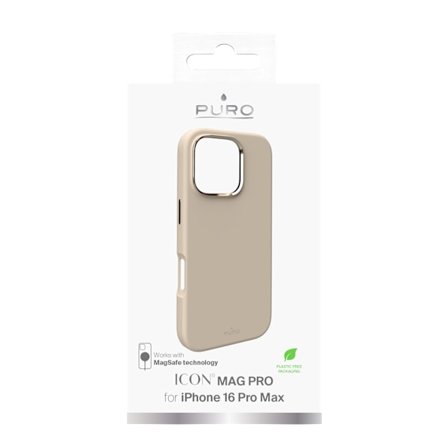 iPhone 16 Pro Max -silikonikuori ICON MAG PRO, beige