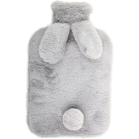(Grå, 2L) Myk varmtvannsflaske, 2L varmtvannsflaske med mykt trekk