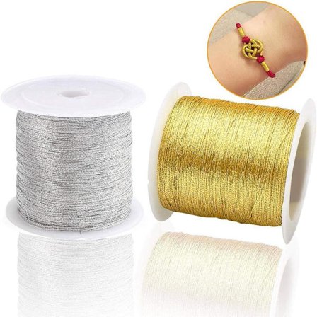 Metaltråd til håndværk 2 ruller Sølv Gylden Metallisk Snor Gylden Metallisk Spole Metallisk Reb til gaveindpakning