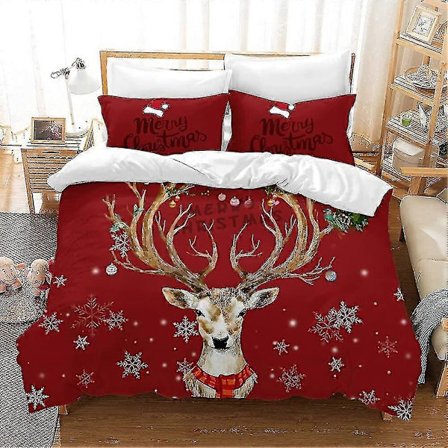 Jouluinen poropeitto Merry Christmas -kuosilla, mikrokuituinen pussilakanasetti 200 x 200 cm 1