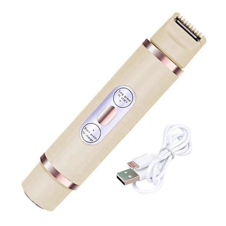 2 i 1 Elektrisk Rakapparat, Elektrisk Rakapparat för Kvinnor, Dubbelhuvad Rakapparat Ipx7 Vattentät--Beige