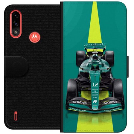 Yhteensopiva Lompakkokotelo Motorola Motorola Moto E7 Power Aston Martinin Formula 1 -auto vihreässä kilpailumuotoilussa, jossa on moderni studiosen