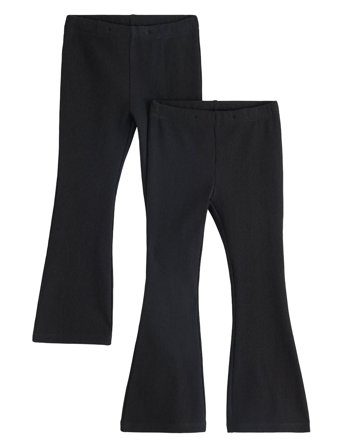 Lindex Leggings Rib Flare 2 Pack - Black - 98