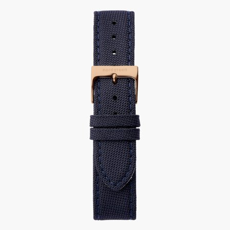 Recyceltes Polyester Armband Blau - Roségold - 40mm