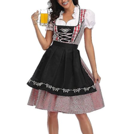 Saksalaisen Oktoberfest-asu naisille, aikuisten Dirndl, perinteinen Baijerilainen olutkarnevaali Fraulein Cosplay