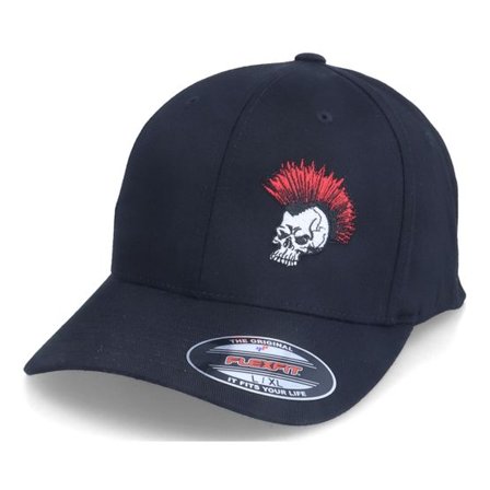 Iconic - Svart flexfit Keps - Skull Punk Mohawk Black Flexfit @ Hatstore