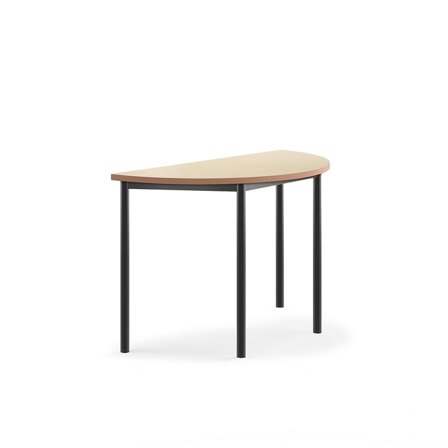 Desk SONITUS, semi-circular, 1200x600x760 mm, beige linoleum, anthracite