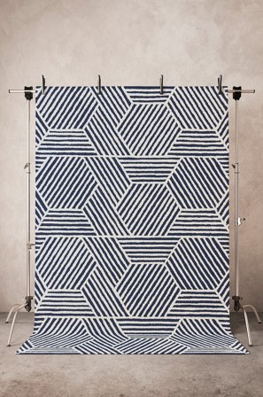 Jotex - Viskoseteppe 200x300 Cm Viskose/Ull/Viskose/Ull Blå/hvit CLADY - Kjøp Viskosetepper hos Jotex