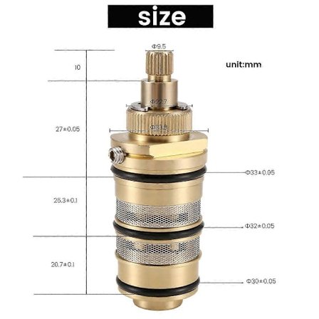 Ersättnings termostatisk mässing, duschblandare ventil stavreparationskit badrumsvattentemperaturkontroll