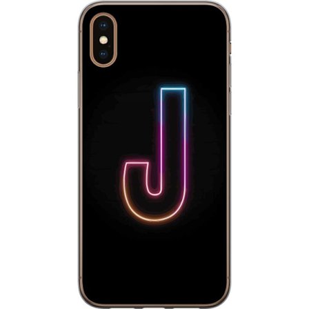 Kompatibel Mobilcover til Apple Apple iPhone XS Minimalistisk neonbogstav J i farveskiftende lys mod sort baggrund