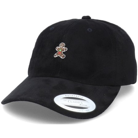 Iconic - Christmas Gingerbread Cookie Velour Black Dad Cap Unconstructed Black Cap - @ Hatstore