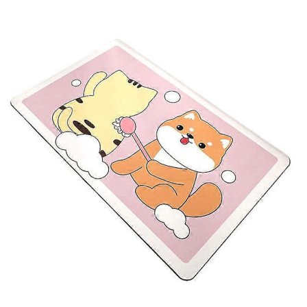 Tegneserieabsorberende supermyk dusjmatte bad anti-skli maskinvaskbar, egnet for døråpning/kjøkken/bad/vaskerom/soverom gni hunden5