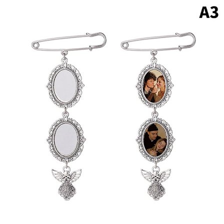 Valokuvakoru DIY-neula hääkoru soikea alumiinilevy Ph A3