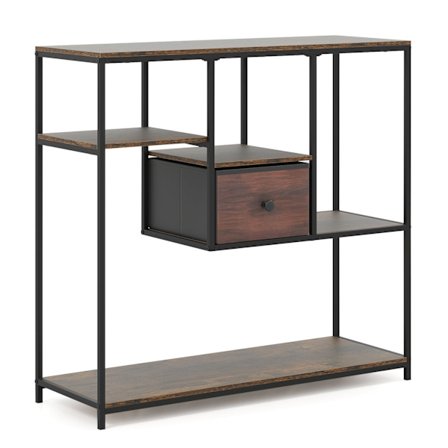 Konsolipöytä säilytystilalla, teollinen tyyli, ruskea