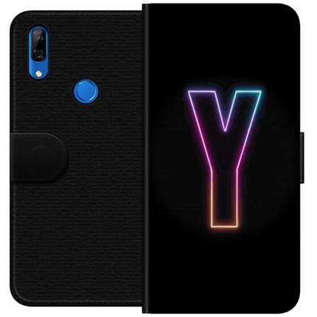 Yhteensopiva Lompakkokotelo Huawei Huawei P Smart Z Minimalistinen neonkirjain Y värinvaihtuvassa valossa mustaa taustaa vasten