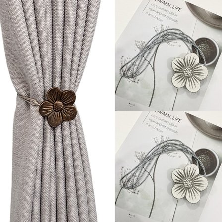 Sett med 2 (grå) Retro Magnetiske Gardinholdere, Japansk Aprikos