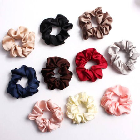3Pcs Silky Satin Scrunchie Elastic Hair Bands Ponytail Holder Hair Rope Ring Solid
