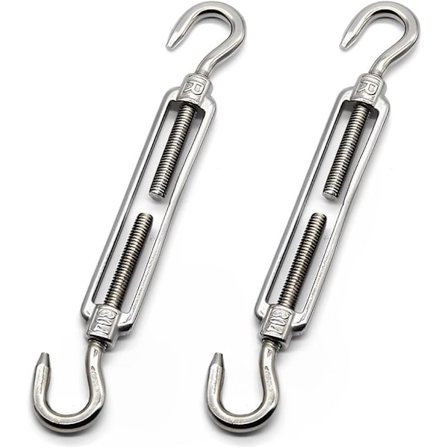 Beslag til solsejl, Solsejlsbeslag, Spændesystem til solsejl, Rustfri stål vantskruer, Tilbehør til solsejlsstøtte