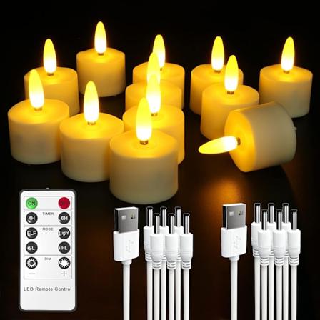 12 LED Flammelose Flimrende Varmelamper med Fjernbetjening til Hjemmedekor 12 st - Frostad textur 12 st - Frostad textur