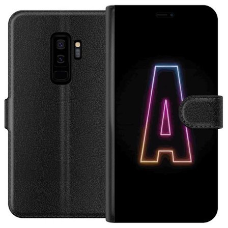 Yhteensopiva Lompakkokotelo Samsung Samsung Galaxy S9+ Minimalistinen neonkirjain A sateenkaarenvärisessä valossa mustaa taustaa vasten modernissa t