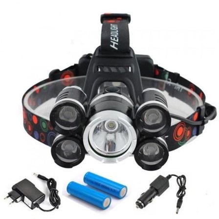 Superstark pannlampa CREE T6 inkl Laddbara Batterier och Laddare