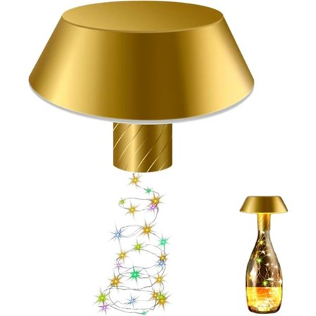 Flaskelampe med farvet lyskæde, dæmpbar bordlampe til vinflasker, hjem & bar_OF