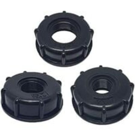 IC 3-pack IBC-tanktillbehör, invändig gänga, 1" 3/4" 1/2" IBC-adapter flat