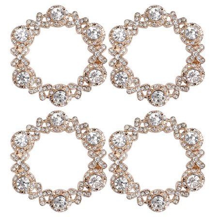 4 st Blomma Skosmycke i Zinkjärnlegering, Mode, Glittrande Blomma Skoklipp Rund (Hål i Botten)