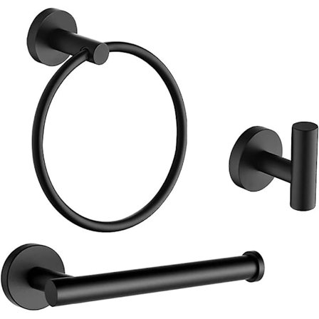 Håndkle- og toalettpapirholdersett, 3 deler veggmontert baderomstilbehør