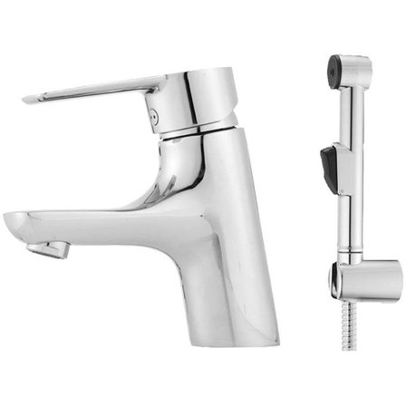 Mora Cera B5 Tvättställsblandare med självstängande sIdodusch, Badrum