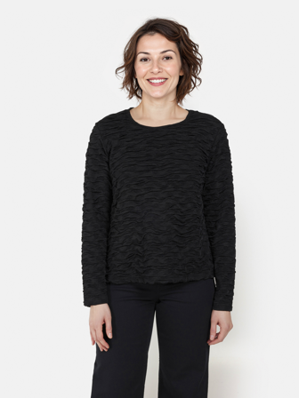 BRANDTEX - Langærmet T-shirt - Sort - Struktureret