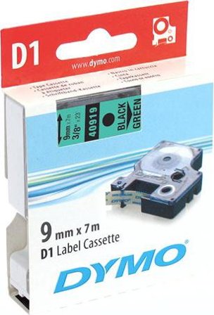 DYMO D1 9mm 1pk, Sort/Gronn
