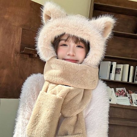 Talvihattu Fox Ears Hattu KHAKI LONG LONG