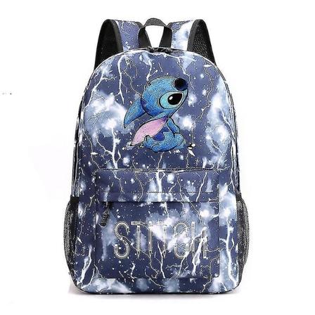 Stitch Reppu Musta Tähtitaivas Suurikapasiteettinen Opiskelijakoululaukku - salamansininen lightning blue