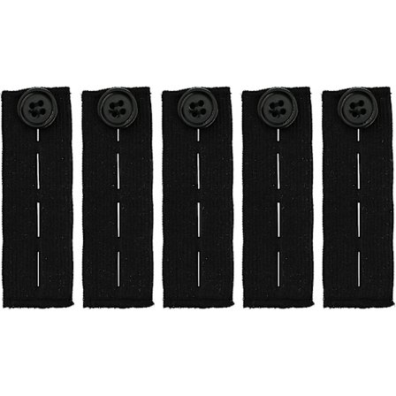 5 stk Justerbar Elastisk Midjeforlenger Elastisk Bukseforlenger Kompatibel Graviditet, Jeans, Bukser, Skjørt (svart) 3x0,9 tommer