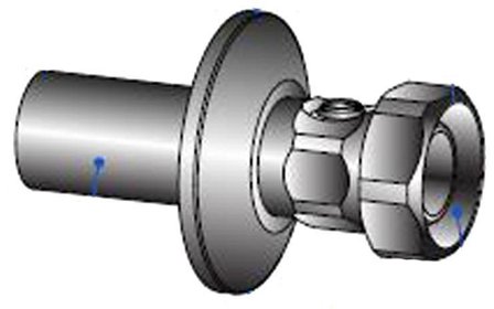Georg Fischer 8253266 Sekoittimen liitin 15 mm, peitelevyllä ja sululla, Kylpyhuone