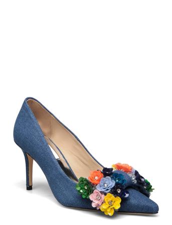 Aljo Multi Flower Shoes Heels Pumps Classic Sininen Custommade