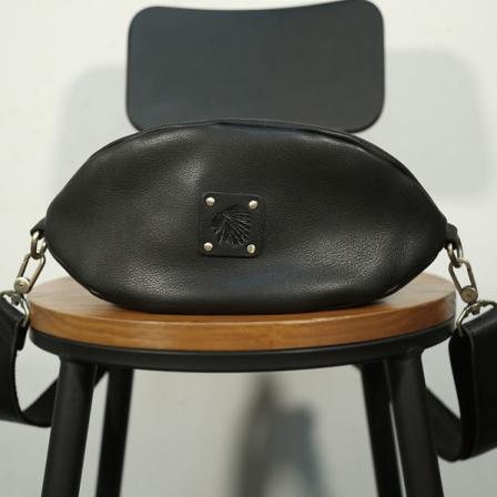 Sort-Ny Crazy Horse skind Rugby Taske mænd Vintage skrå lille g