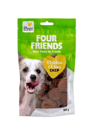 FourFriends - Four Friends Dog kylling- og leverchips 100 g - Hund - Hundegodbiter & tyggebein - Belønningsgodbiter for hund - ZOO.no
