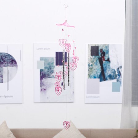 1 kpl koristeellinen tuulikello, vaaleanpunainen tuulikello, vaaleanpunainen metalli tuuli