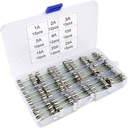 Lasisuojien Sekakokoelma - 126 kpl, 6 x 30mm, Nopeapoltto Autosuojat (1A 2A 3A 5A 6A 10A 15A 20A 25A)
