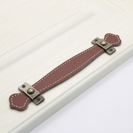 4 st Läder Låda Drag Vintage Resväska Praktiska Läderhandtag Drag Handtag för Låda Skåp Dörr Ljusbrun