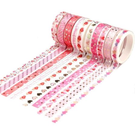 Maigre Or Washi Tape Set Maskeringstejp Dekorativt självhäftande band för Scrapbooking DIY Hantverk 8MM bred (Kärlekstema)