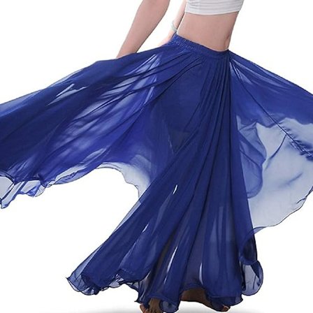 Skørt Længde 85cm Juvel Blå Mavedans Skørt Mavedans Kostume Damer Chiffon Stor Swing Lang Skørt Festival Tøj