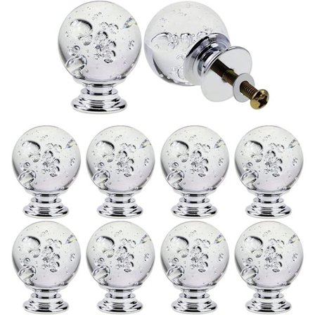 Klar krystalglas skuffegreb med boblekugle skabslåge H