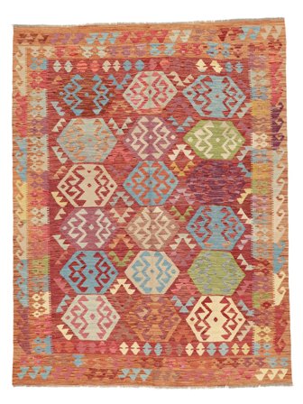 Oriental Kilim Afghan Old Style Rug 187X243 Dark Red/Brown Wool, Afghanistan