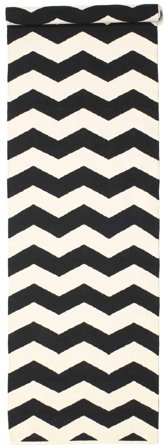 Kitchen Rug Echo 80X400 Cotton Striped Black/Off White
