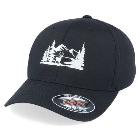 Wild Spirit - Svart flexfit Keps - Buck Nature Silhouette Black Flexfit @ Hatstore