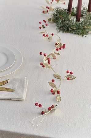 Jotex - Guirlande guld/rød - NATALIE - Køb Dekoration hos Jotex